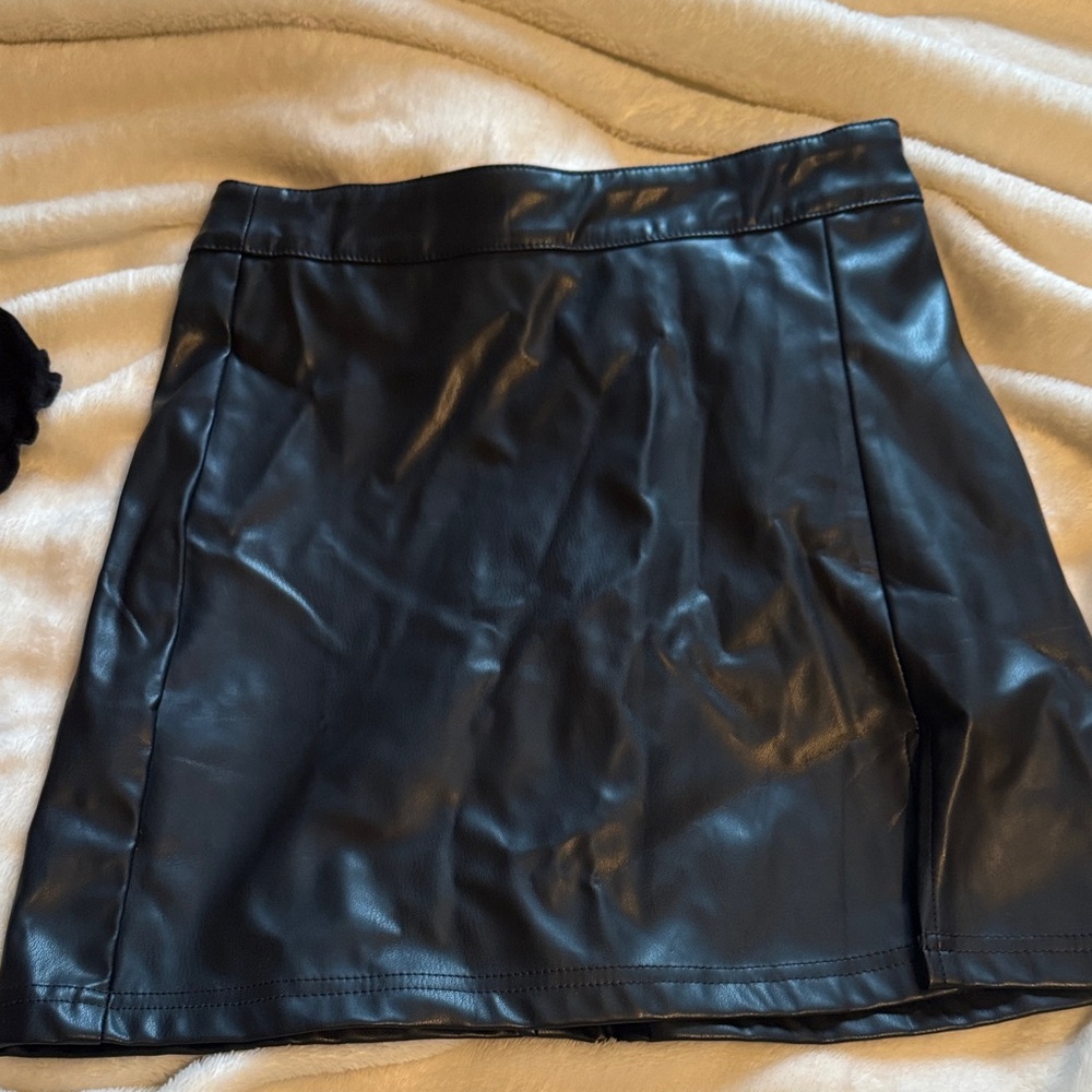 Black Faux Leather Mini Skirt